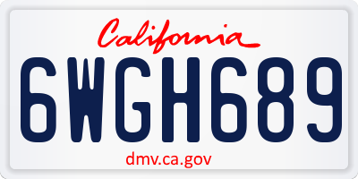 CA license plate 6WGH689