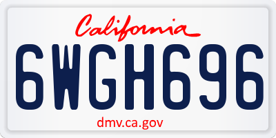 CA license plate 6WGH696