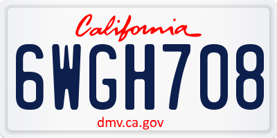 CA license plate 6WGH708