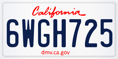 CA license plate 6WGH725