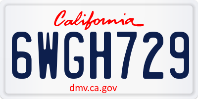 CA license plate 6WGH729