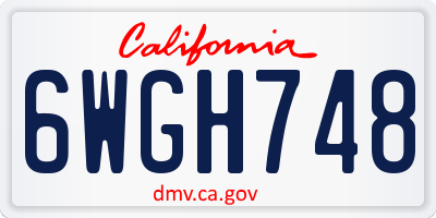 CA license plate 6WGH748