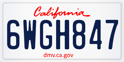 CA license plate 6WGH847