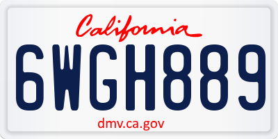 CA license plate 6WGH889
