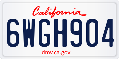 CA license plate 6WGH904