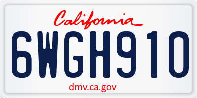 CA license plate 6WGH910