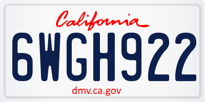 CA license plate 6WGH922