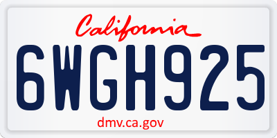 CA license plate 6WGH925