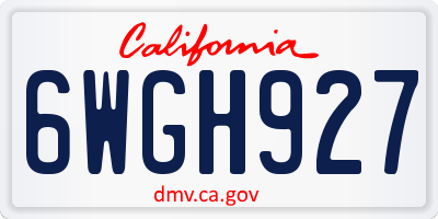 CA license plate 6WGH927