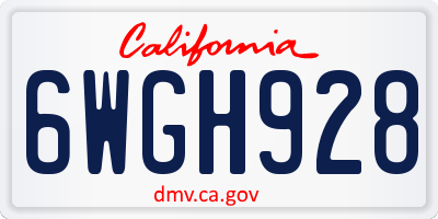 CA license plate 6WGH928