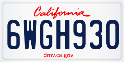 CA license plate 6WGH930