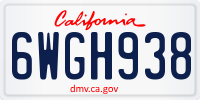 CA license plate 6WGH938