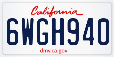 CA license plate 6WGH940