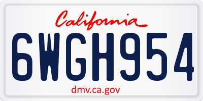 CA license plate 6WGH954