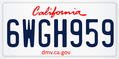 CA license plate 6WGH959