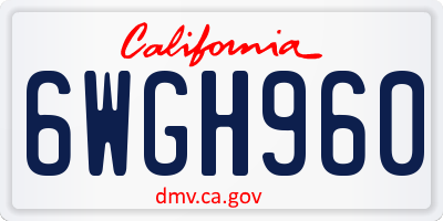 CA license plate 6WGH960