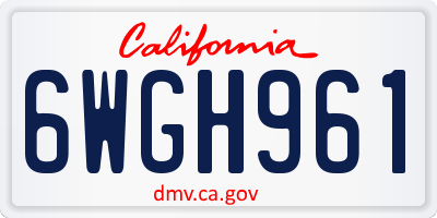 CA license plate 6WGH961