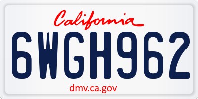 CA license plate 6WGH962