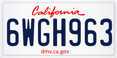 CA license plate 6WGH963