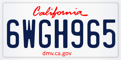 CA license plate 6WGH965