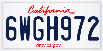 CA license plate 6WGH972