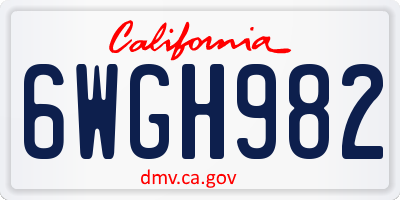 CA license plate 6WGH982