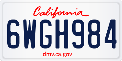 CA license plate 6WGH984