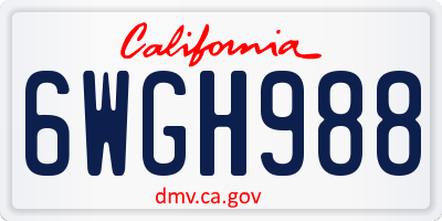 CA license plate 6WGH988