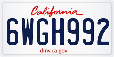 CA license plate 6WGH992
