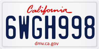 CA license plate 6WGH998