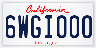 CA license plate 6WGI000