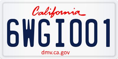 CA license plate 6WGI001