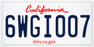 CA license plate 6WGI007