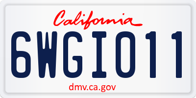 CA license plate 6WGI011