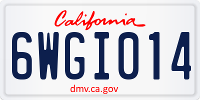 CA license plate 6WGI014