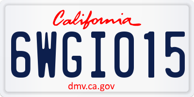 CA license plate 6WGI015