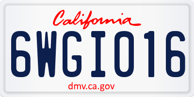CA license plate 6WGI016