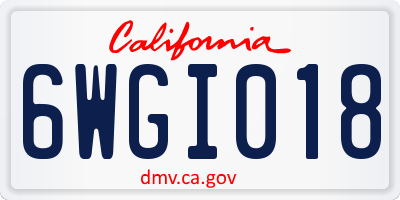 CA license plate 6WGI018