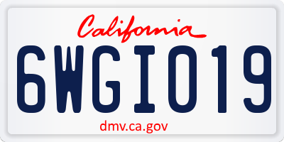 CA license plate 6WGI019