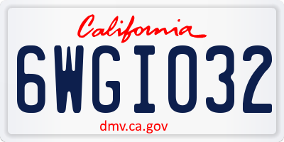 CA license plate 6WGI032