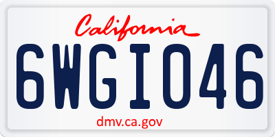 CA license plate 6WGI046