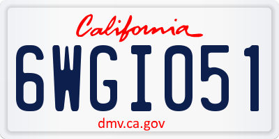 CA license plate 6WGI051