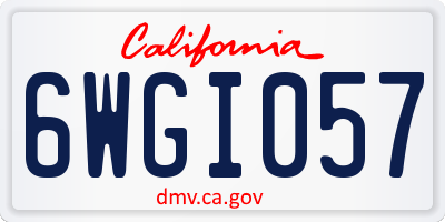 CA license plate 6WGI057