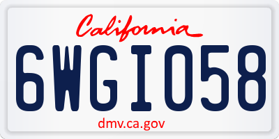 CA license plate 6WGI058