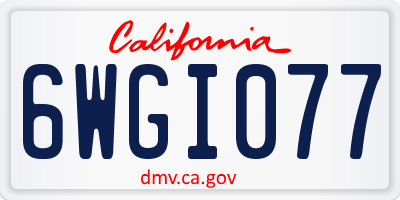CA license plate 6WGI077