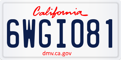 CA license plate 6WGI081