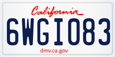 CA license plate 6WGI083