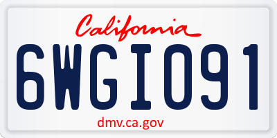 CA license plate 6WGI091