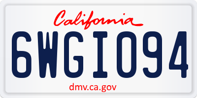 CA license plate 6WGI094