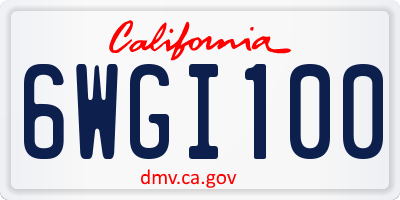 CA license plate 6WGI100